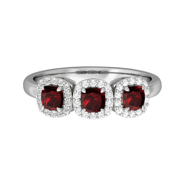 Garland Cushion Garnet Platinum Ring