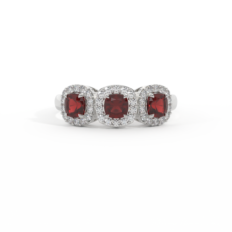 Garland Cushion Garnet Platinum Ring