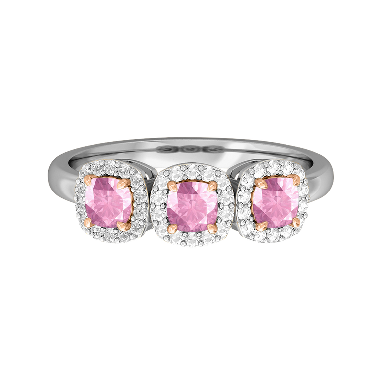 Garland Cushion Pink Sapphire Platinum Ring