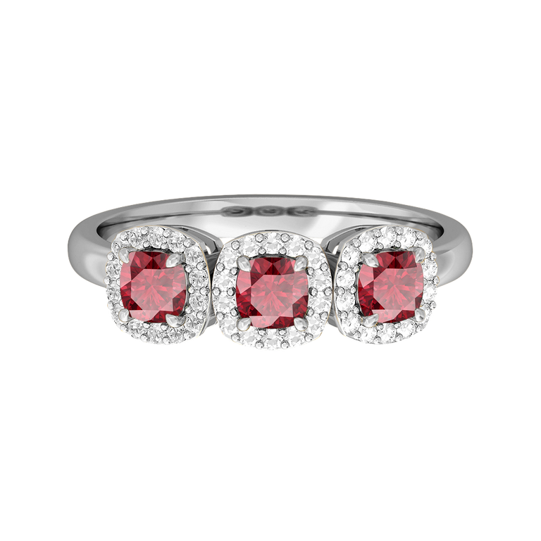 Garland Cushion Ruby Platinum Ring