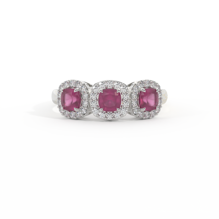 Garland Cushion Ruby Platinum Ring