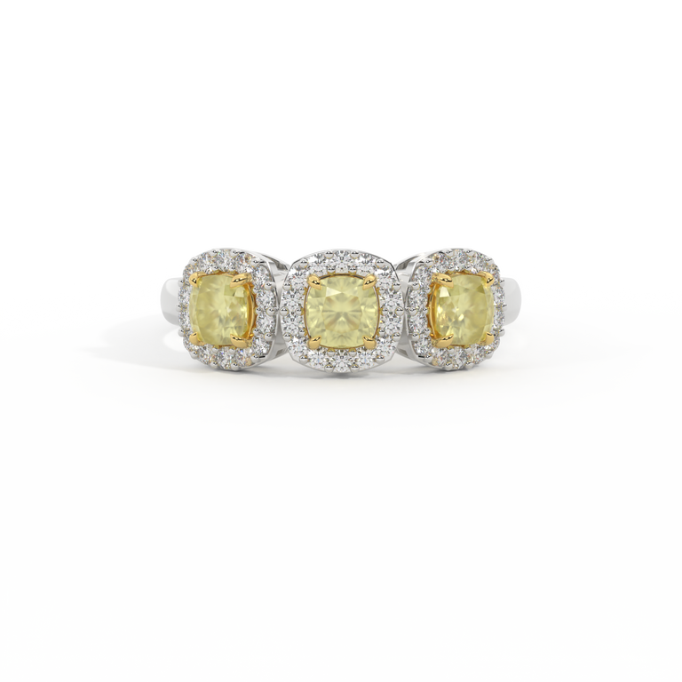Garland Cushion Yellow Sapphire Platinum Ring