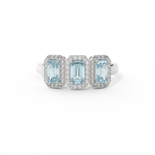 Garland Emerald Aquamarine Platinum Ring