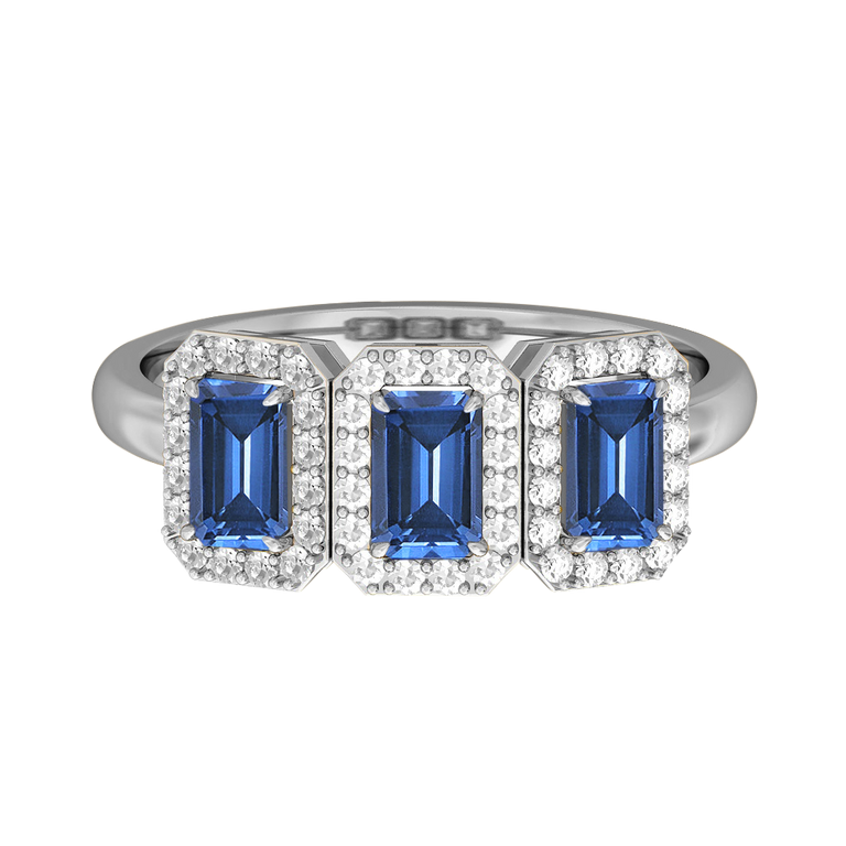 Garland Emerald Blue Sapphire Platinum Ring