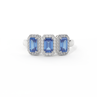 Garland Emerald Blue Sapphire Platinum Ring