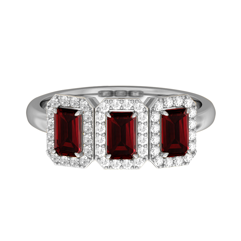 Garland Emerald Garnet Platinum Ring