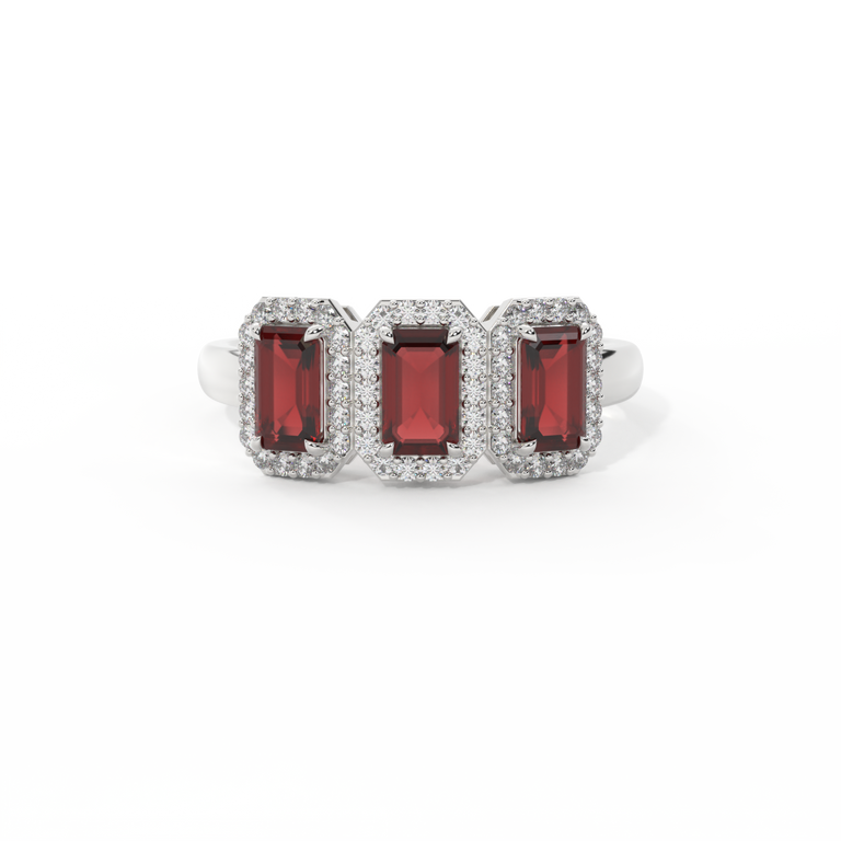 Garland Emerald Garnet Platinum Ring