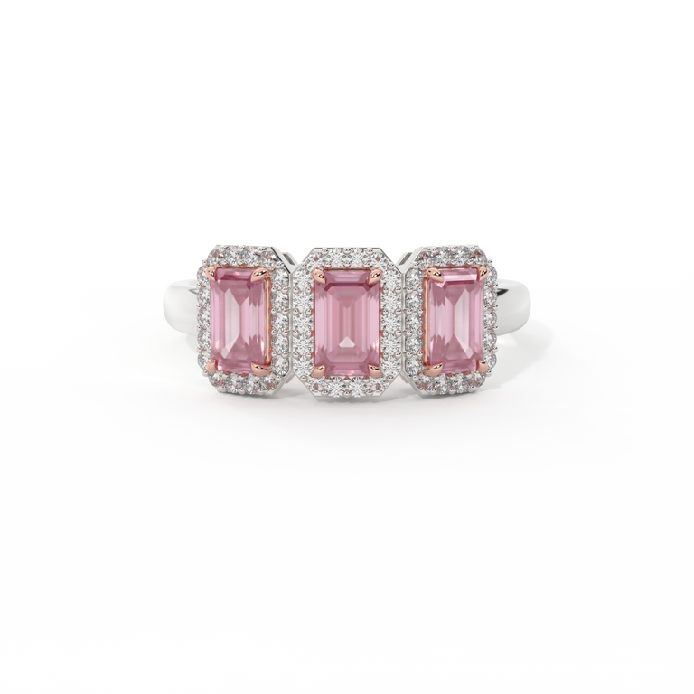 Garland Emerald Pink Sapphire Platinum Ring