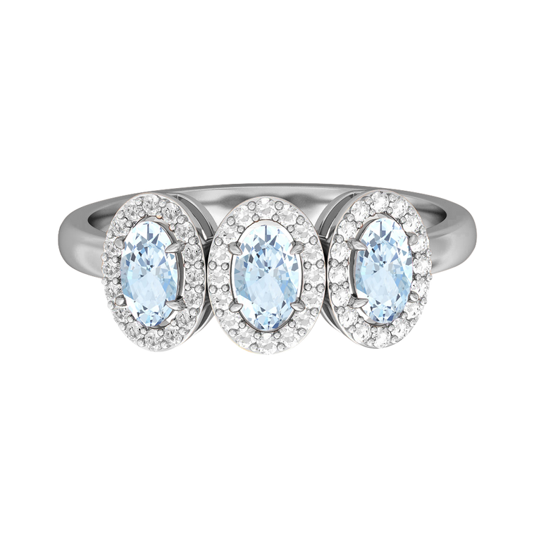 Garland Oval Aquamarine Platinum Ring