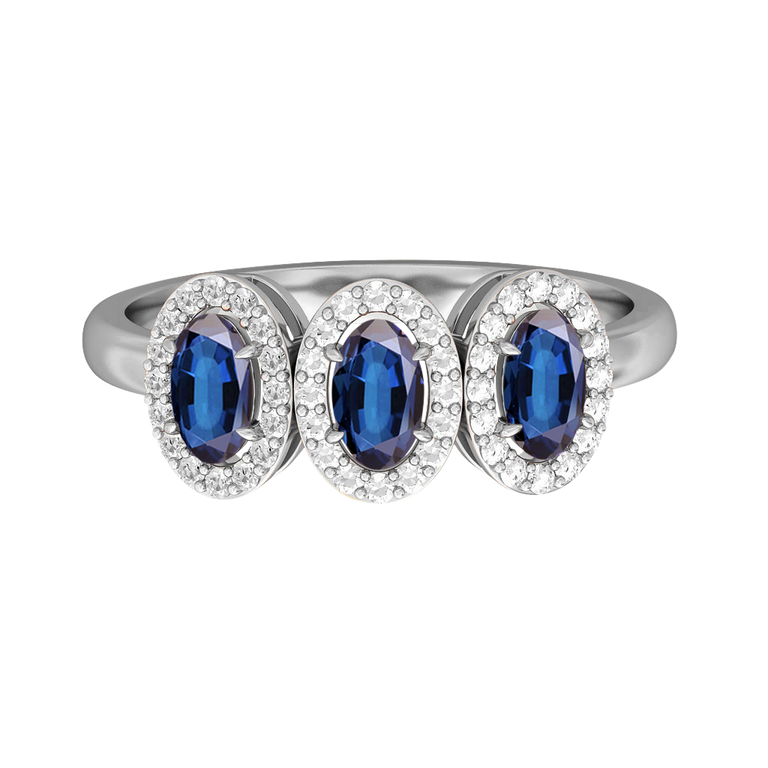 Garland Oval Blue Sapphire Platinum Ring