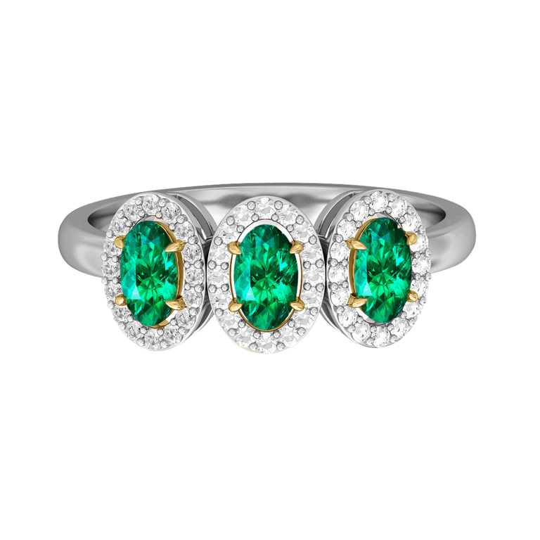 Garland Oval Emerald Platinum Ring