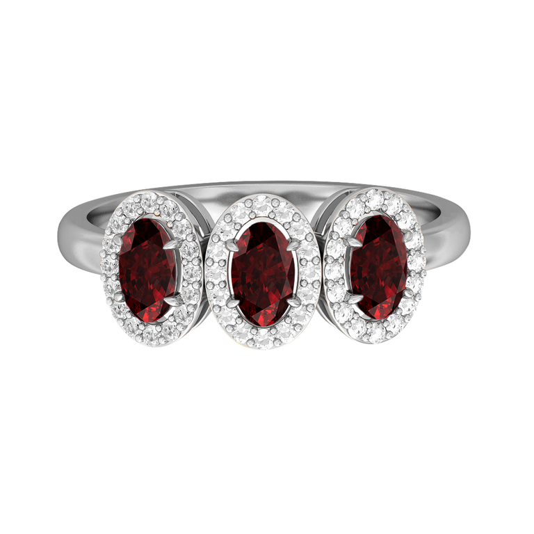 Garland Oval Garnet Platinum Ring