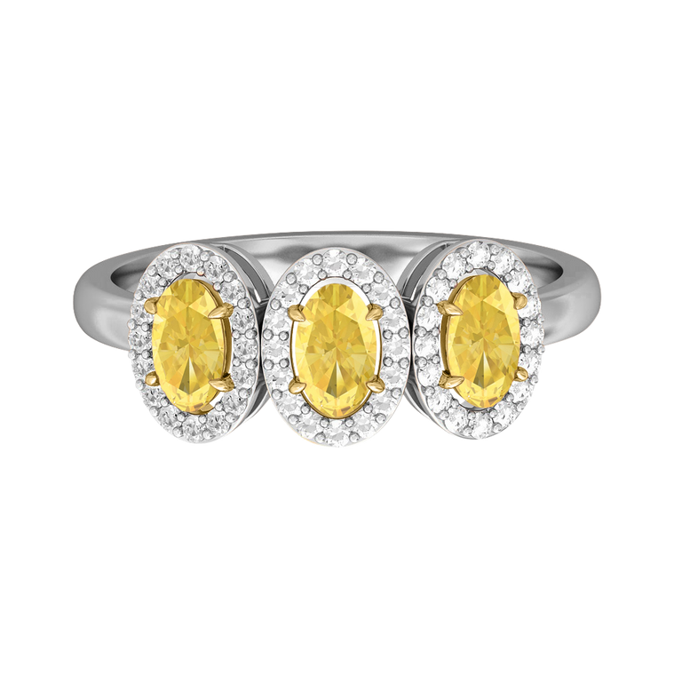 Garland Oval Yellow Sapphire Platinum Ring