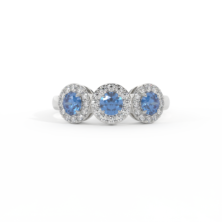 Garland Round Blue Sapphire Platinum Ring