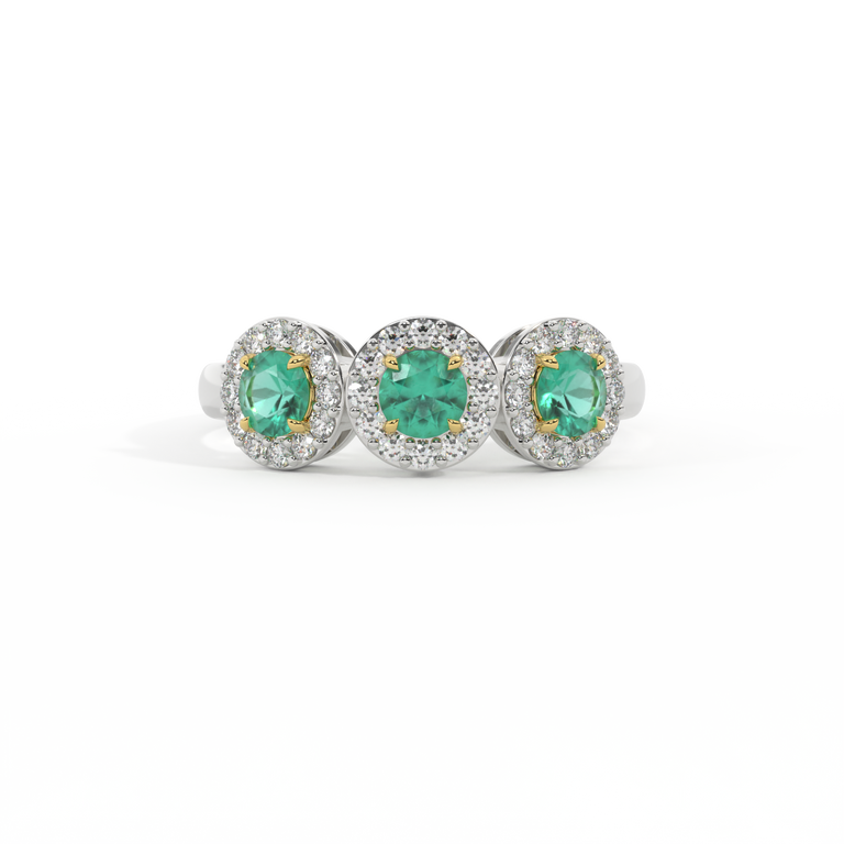 Garland Round Emerald Platinum Ring