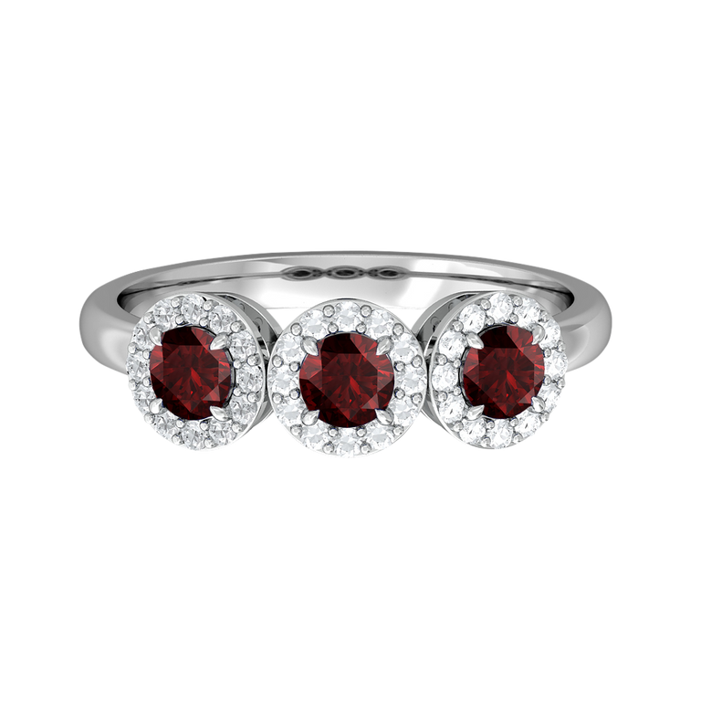 Garland Round Garnet Platinum Ring