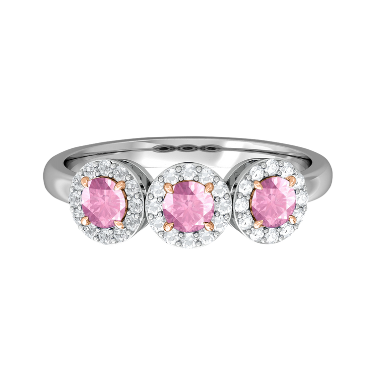 Garland Round Pink Sapphire Platinum Ring