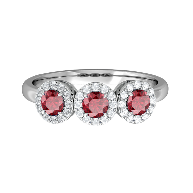 Garland Round Ruby Platinum Ring