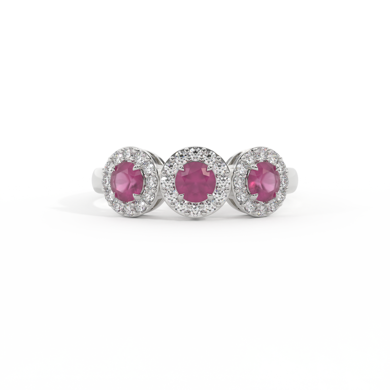 Garland Round Ruby Platinum Ring