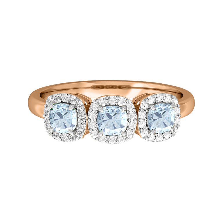 Garland Cushion Aquamarine 18K Rose Gold Ring