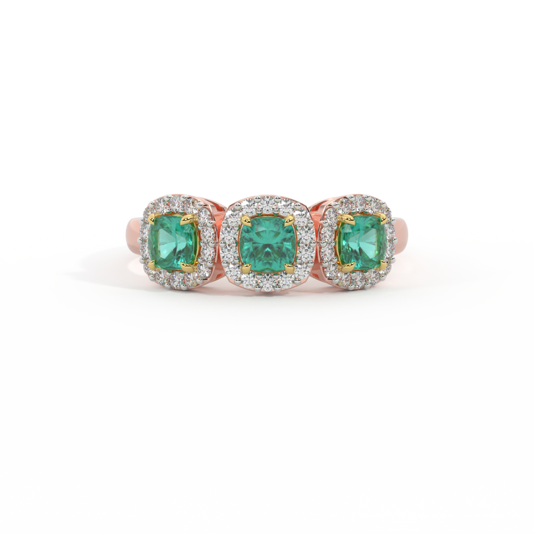 Garland Cushion Emerald 18K Rose Gold Ring