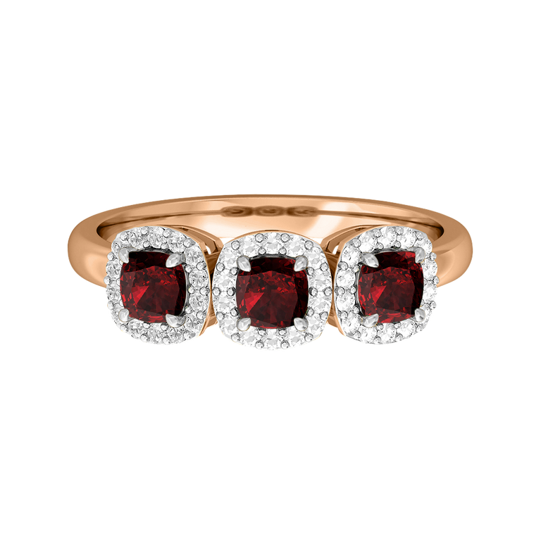 Garland Cushion Garnet 18K Rose Gold Ring