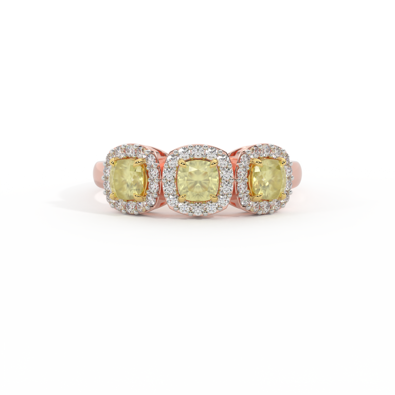 Garland Cushion Yellow Sapphire 18K Rose Gold Ring