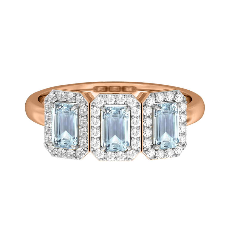 Garland Emerald Aquamarine 18K Rose Gold Ring