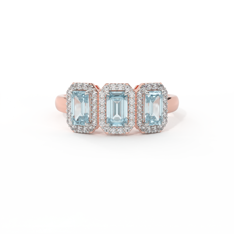 Garland Emerald Aquamarine 18K Rose Gold Ring