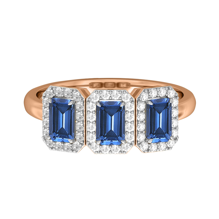 Garland Emerald Blue Sapphire 18K Rose Gold Ring