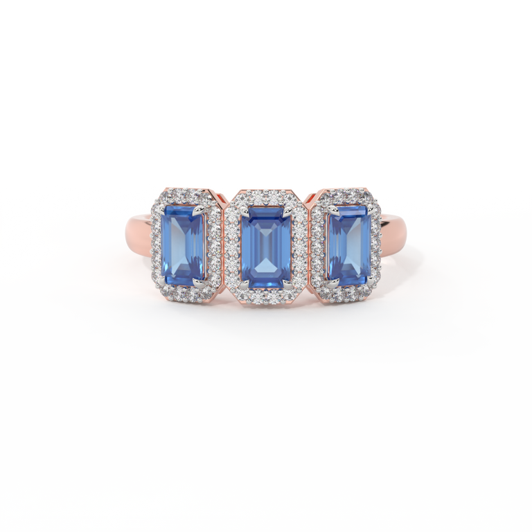 Garland Emerald Blue Sapphire 18K Rose Gold Ring