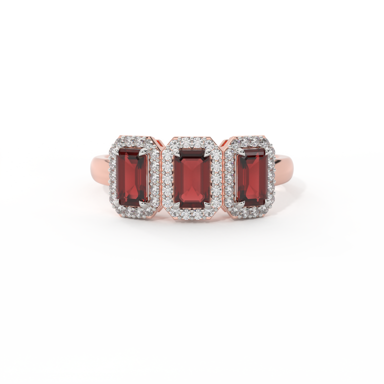 Garland Emerald Garnet 18K Rose Gold Ring