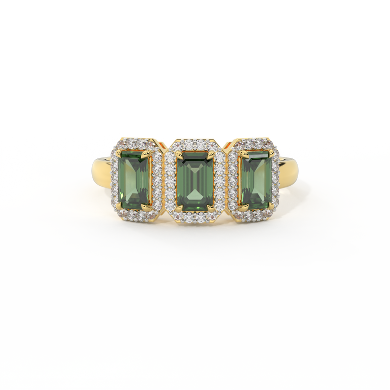 Garland Emerald Green Sapphire 18K Rose Gold Ring