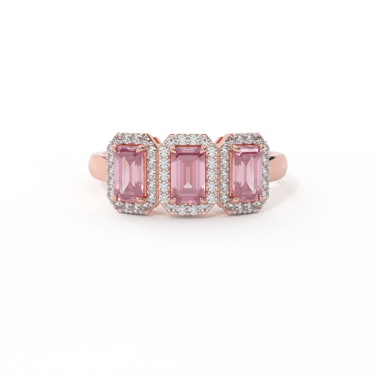 Garland Emerald Pink Sapphire 18K Rose Gold Ring