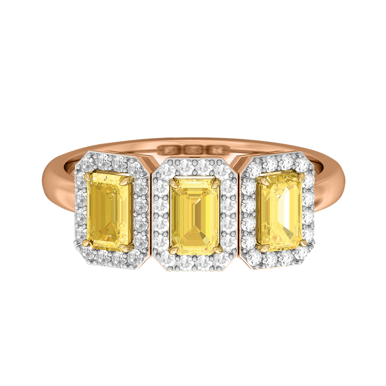 Garland Emerald Yellow Sapphire 18K Rose Gold Ring