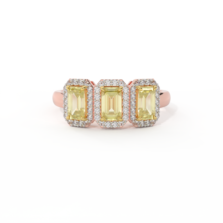 Garland Emerald Yellow Sapphire 18K Rose Gold Ring