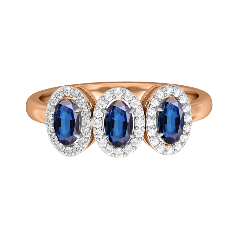 Garland Oval Blue Sapphire 18K Rose Gold Ring