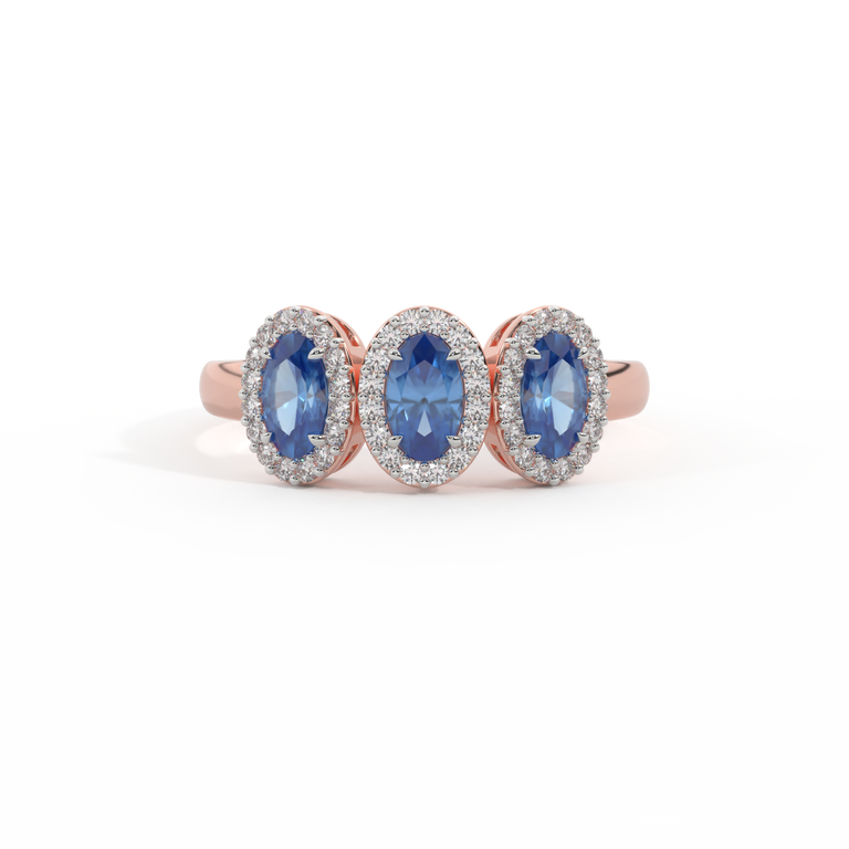 Garland Oval Blue Sapphire 18K Rose Gold Ring