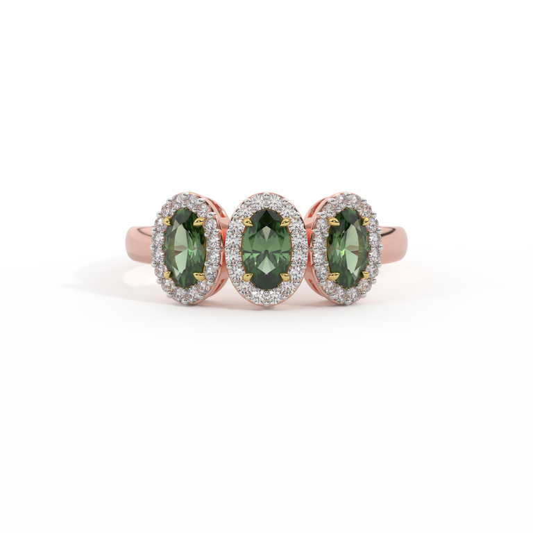 Garland Oval Green Sapphire 18K Rose Gold Ring