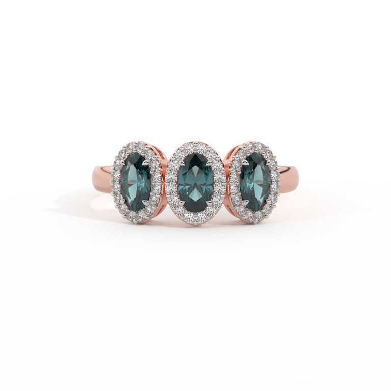 Garland Oval Teal Sapphire 18K Rose Gold Ring