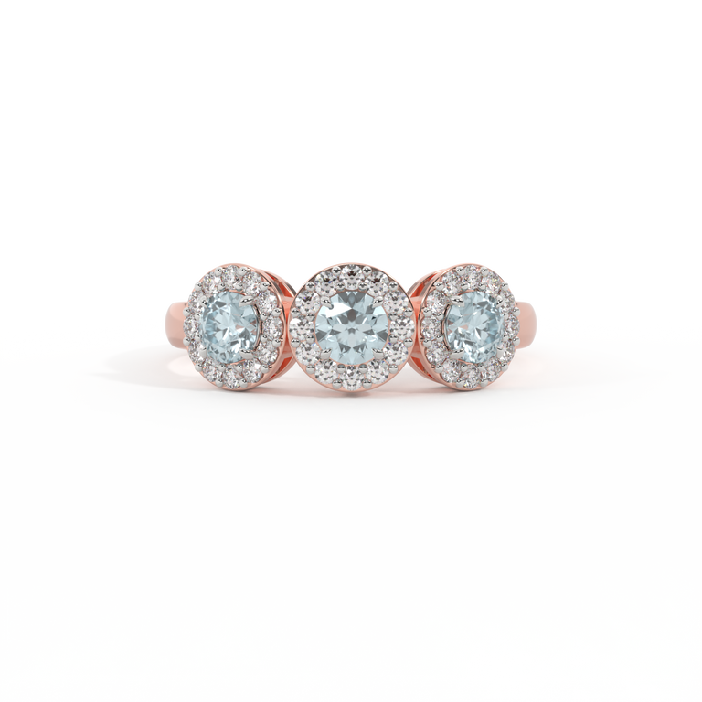 Garland Round Aquamarine 18K Rose Gold Ring