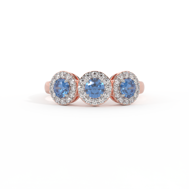 Garland Round Blue Sapphire 18K Rose Gold Ring