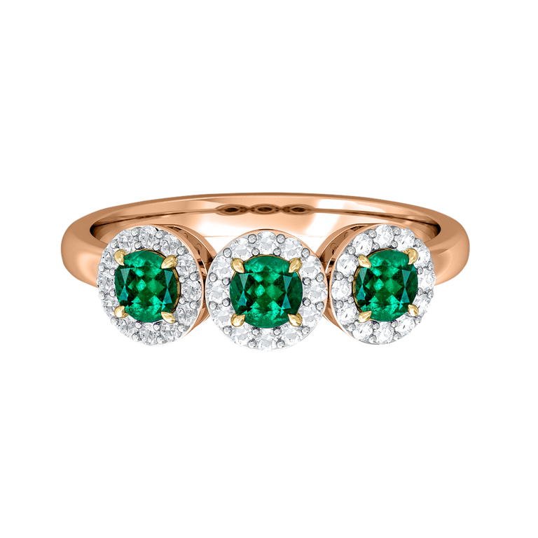 Garland Round Emerald 18K Rose Gold Ring