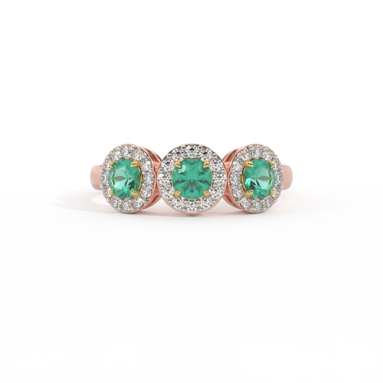 Garland Round Emerald 18K Rose Gold Ring