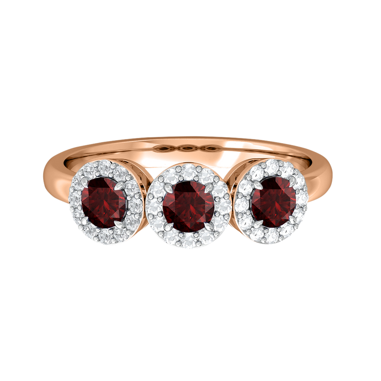 Garland Round Garnet 18K Rose Gold Ring