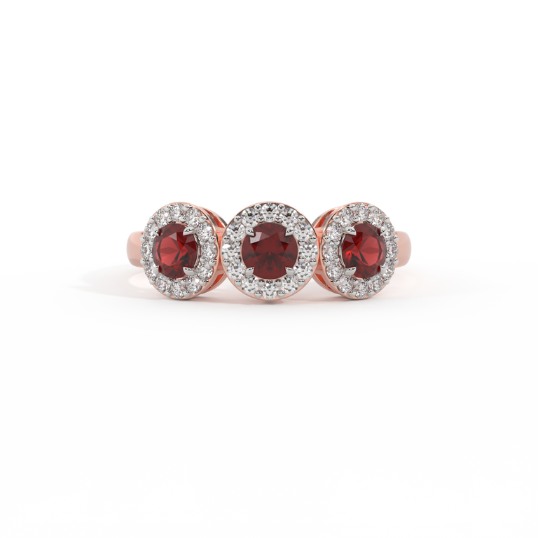 Garland Round Garnet 18K Rose Gold Ring