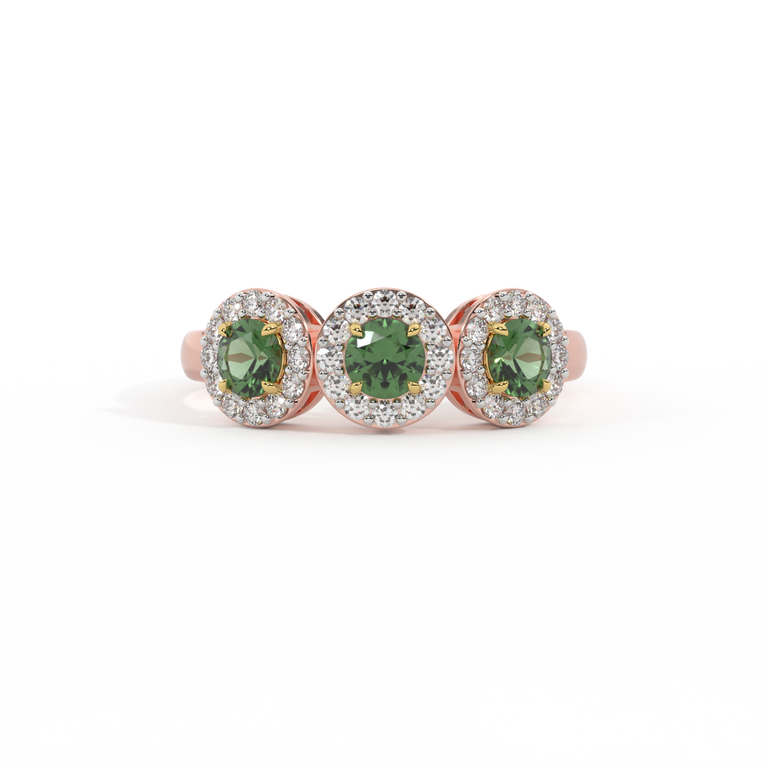 Garland Round Green Sapphire 18K Rose Gold Ring