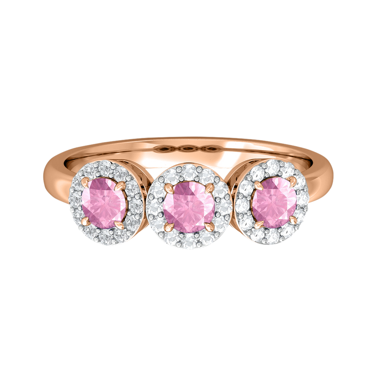 Garland Round Pink Sapphire 18K Rose Gold Ring