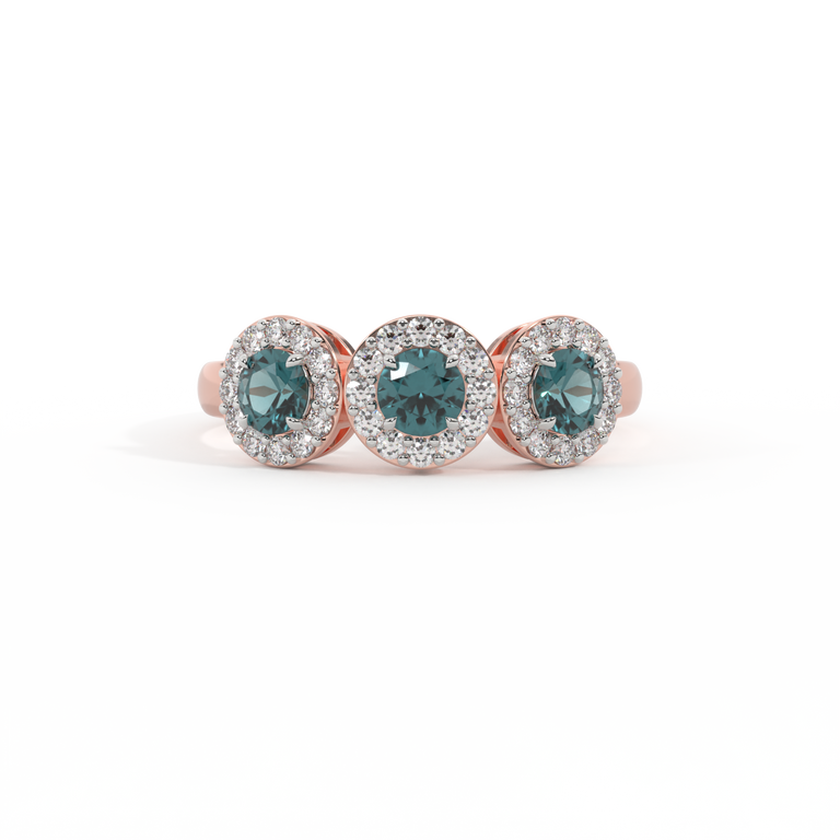 Garland Round Teal Sapphire 18K Rose Gold Ring