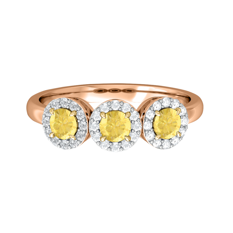 Garland Round Yellow Sapphire 18K Rose Gold Ring